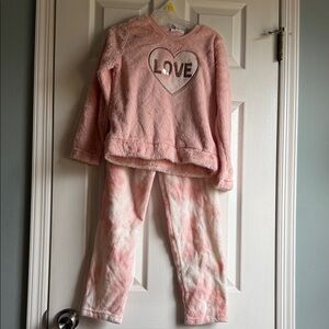 Pink Fuzzy "LOVE" Heart Pajama Set